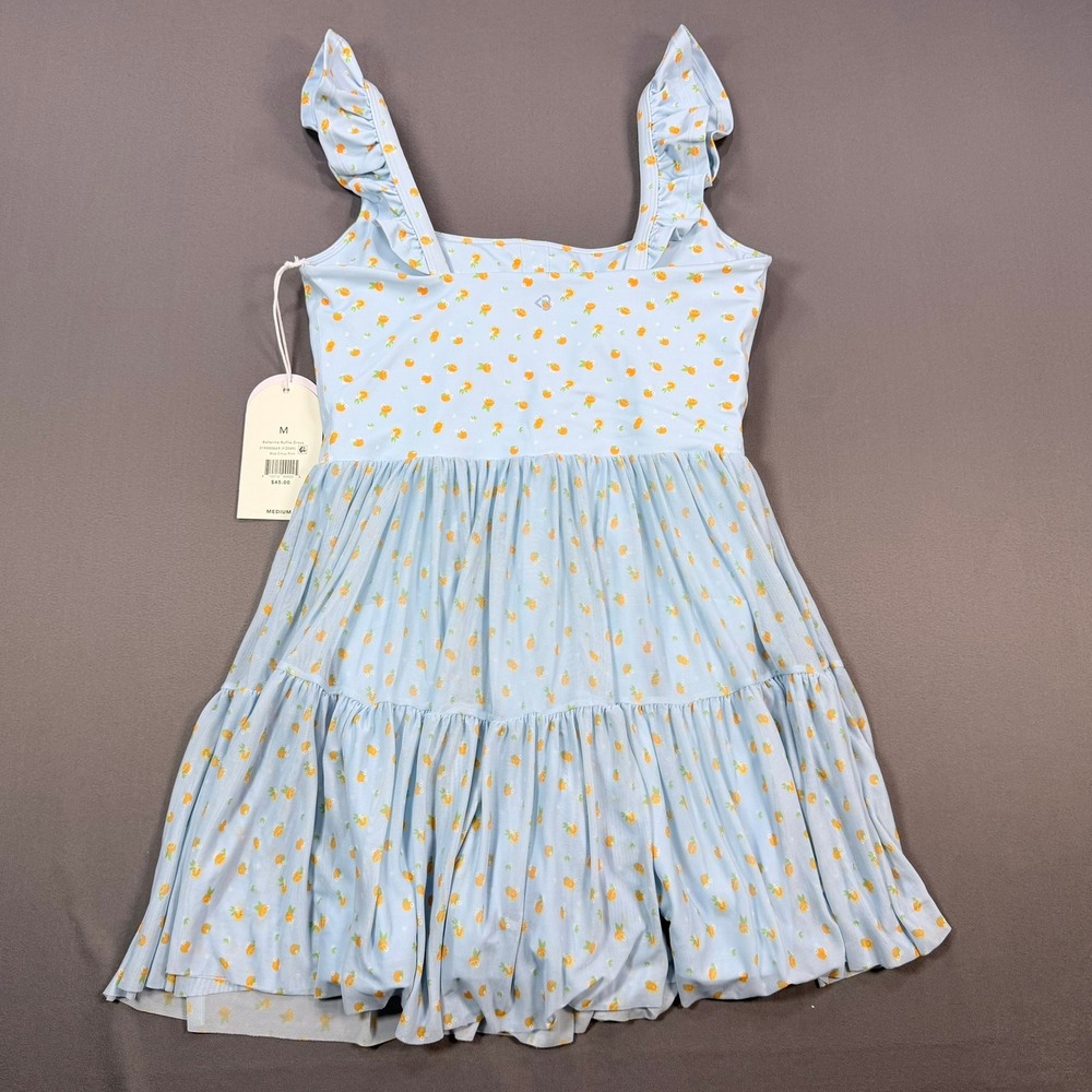 Blogilates Womens M Blue Citrus Mesh Ballerina Ruffle Dress Built-in Shorts NWT - Picture 2 of 12